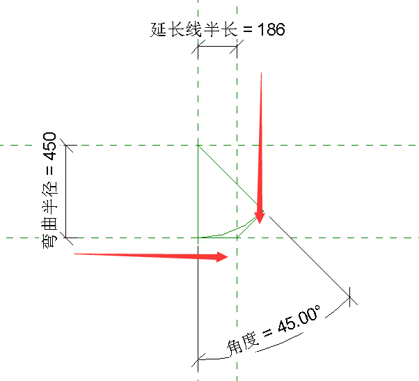 revit管件延长线
